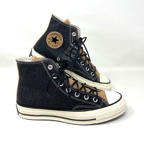 Converse Women's Size 8 572265C CHUCK 70 HI Black Gold Egret Synthetic Sneaker - Picture 8 of 10
